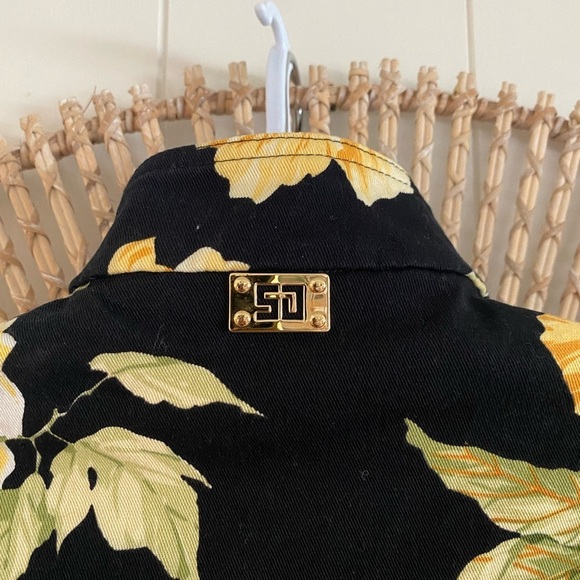 St. John Sport by Marie Gray Black and Yellow Floral Print Jacket Size small - Picture 10 of 11